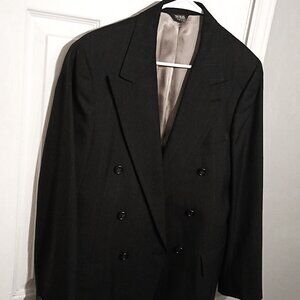 Bill Blass Men Dark Gray Double Breasted Suit Jacket Only  37R